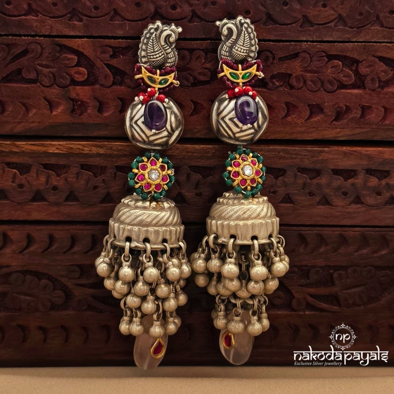Resplendent Peacock Jhumka (J1800)
