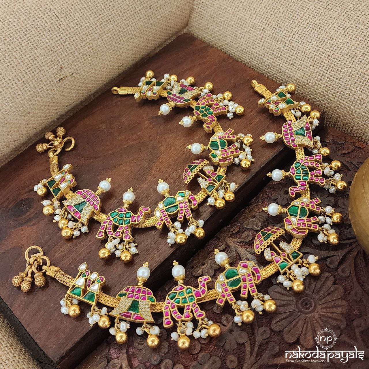 Empress Steps Kundan Anklets (A5974)