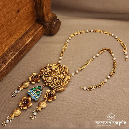 Kundan Pearled Fish Drop Neckpiece  (Gn9496)