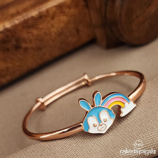 Rose Gold Blue Rabbit Single Kada (Ka9414)