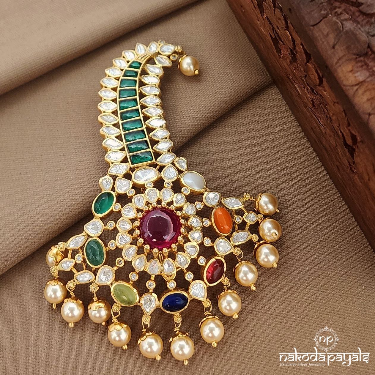 Navaratna Green Moissanite Brooch (St3729)