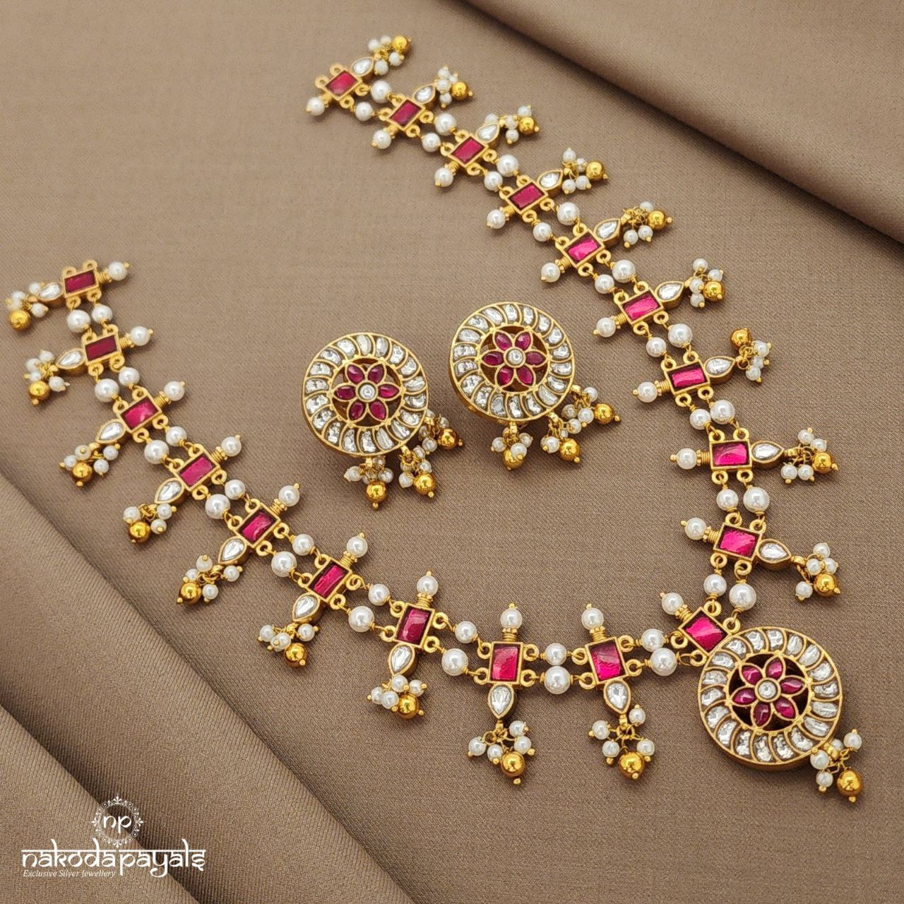 Pearled Kundan Neckpiece With Earrings (Gn9104)