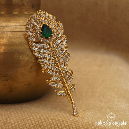 Cz Feather Brooch (St2137)