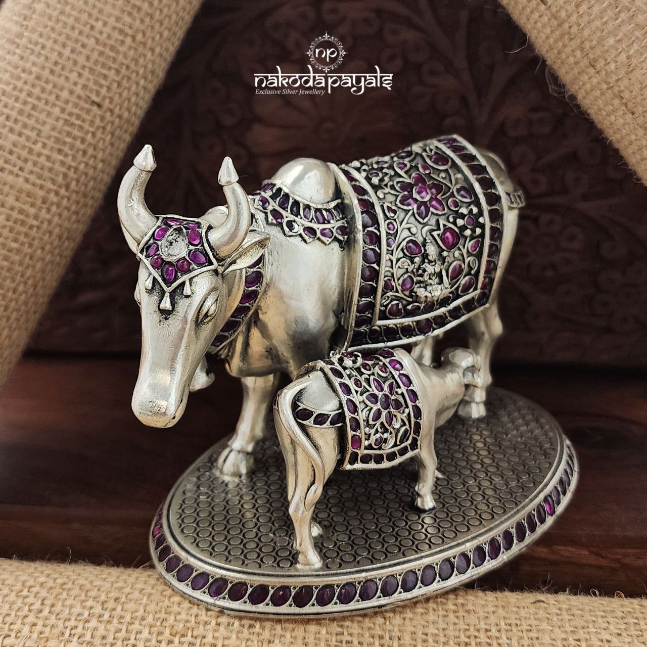 Oxidised Cow And Calf Idol (Aa1958)