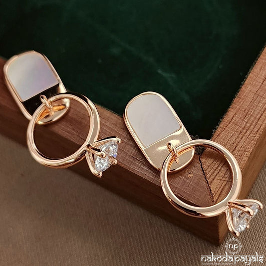 Rose Gold Unique MOP Earrings (St3625)