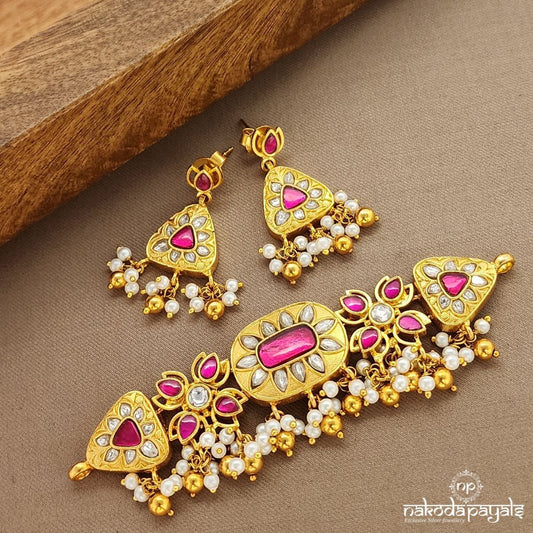 Kundan Rectangular  Choker With Earrings (Gn9268)