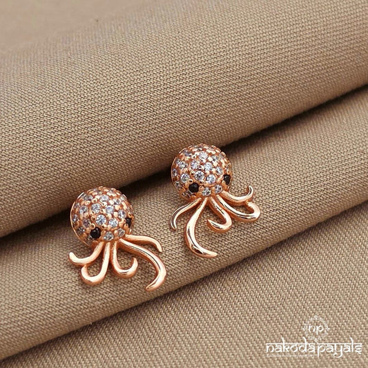 Octopus Rose Gold Earrings (St4077)