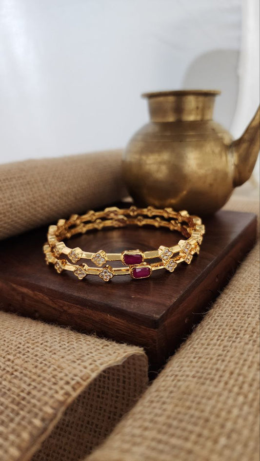 Rectangular Pink Bangles Pair (Gk2954)