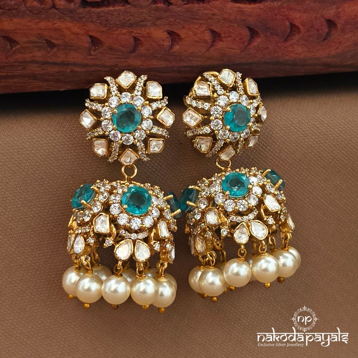 Pearled Drop Moissanite Jhumka (Ge10501)