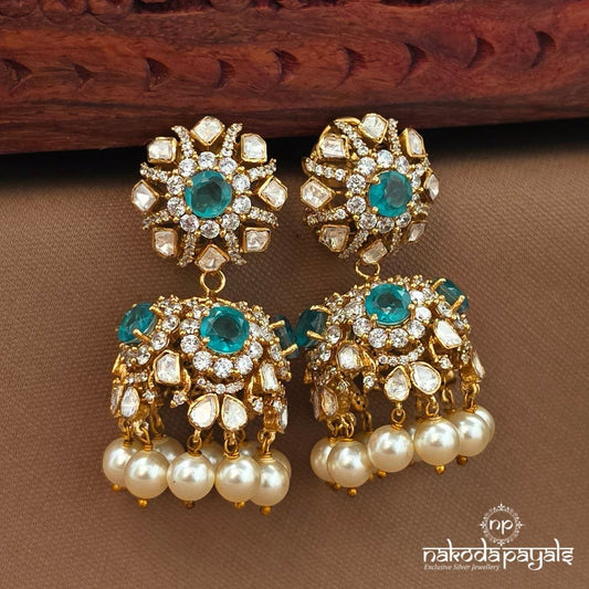 Pearled Drop Moissanite Jhumka (Ge10501)