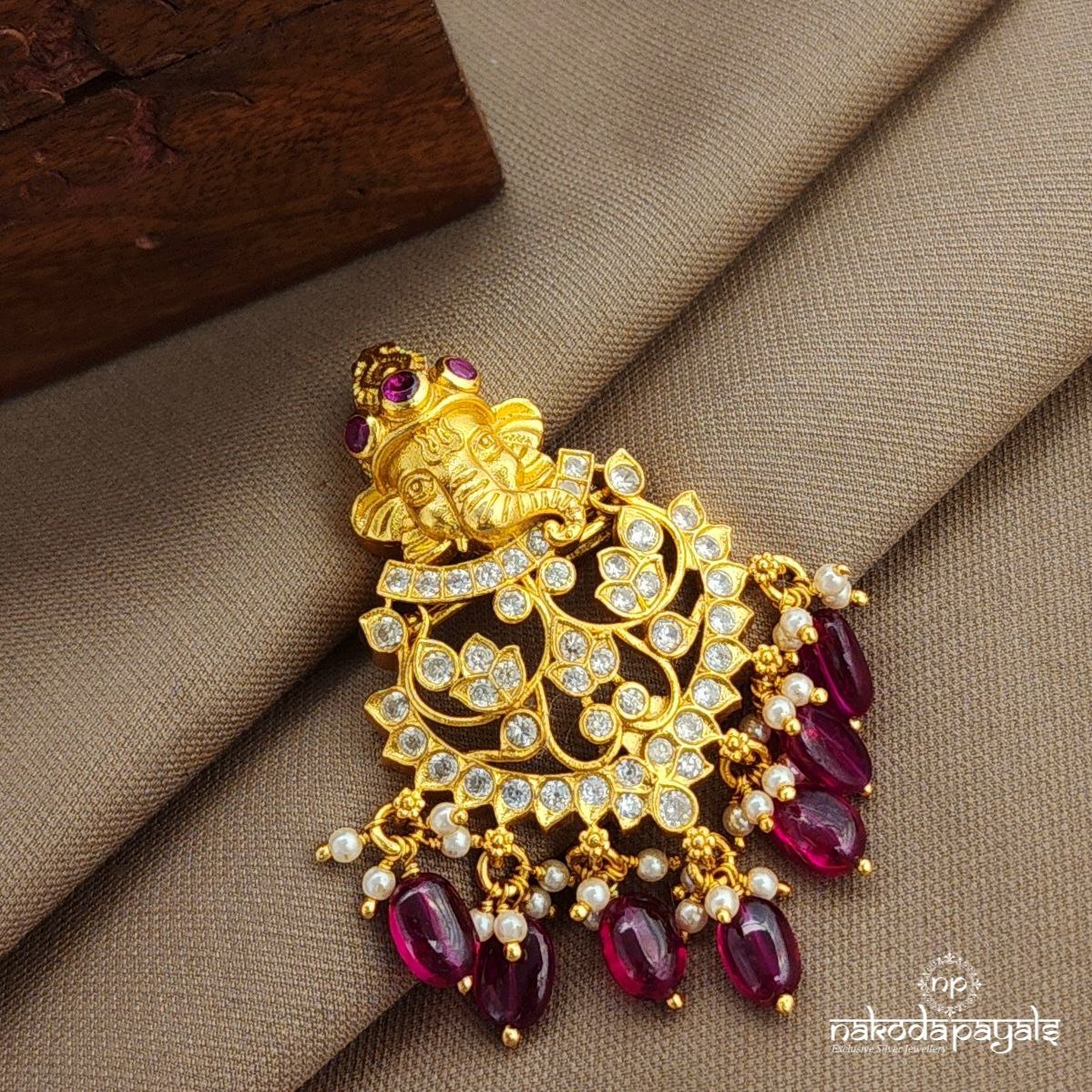 Pink Drop Ganesha Brooch (St3733a)