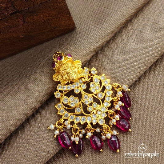 Pink Drop Ganesha Brooch (St3733a)
