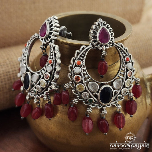 Red Drop Half Moon Earrings (C3362)