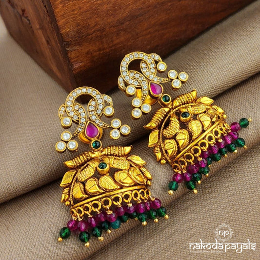 White Dotted Jhumka (Ge10239)