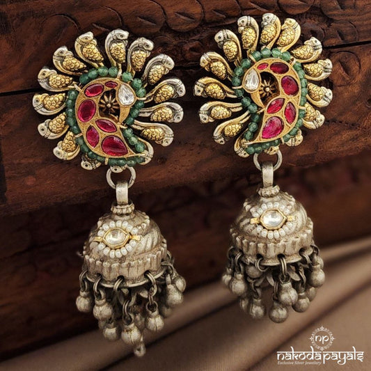 Dual Tone Kundan Jhumka (J1567a)