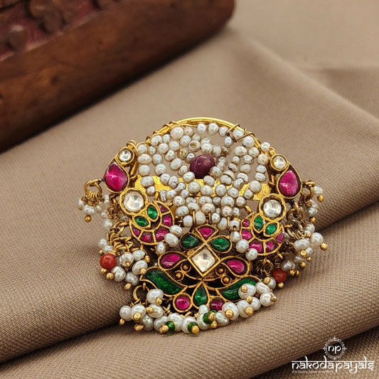Pearled Kundan Finger Ring (F2910)
