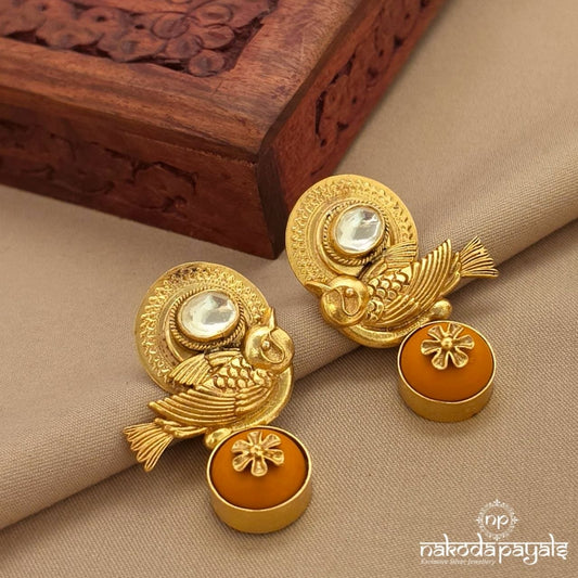 Parrot Orange Floral Chandbali (Ge10652)