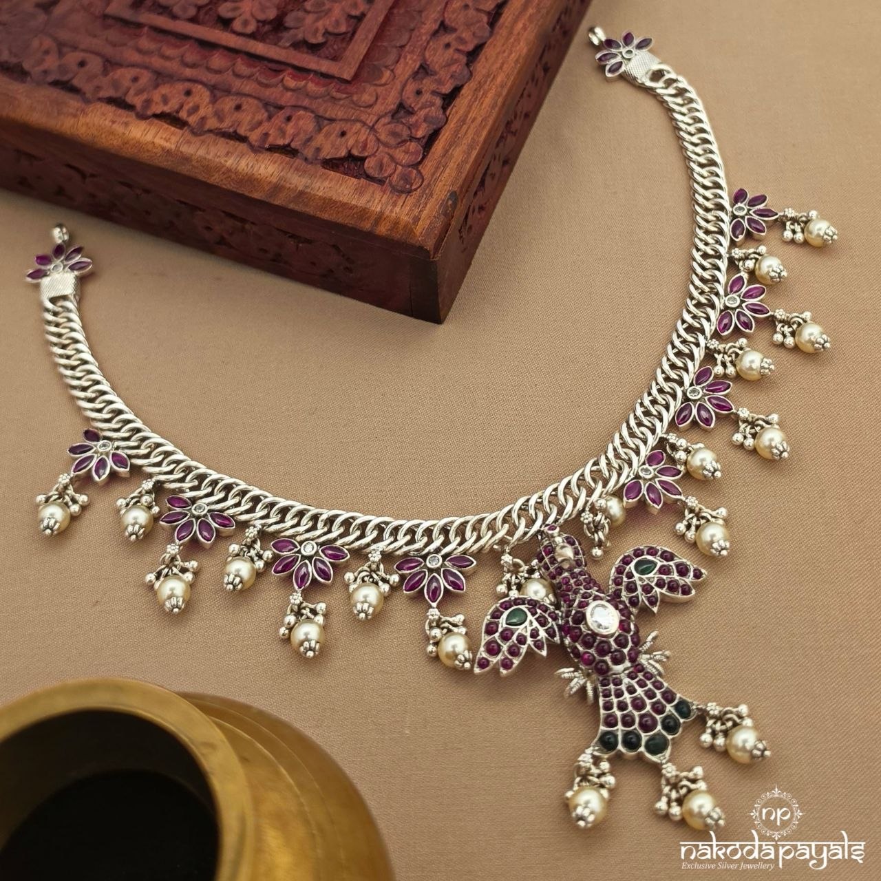 Red Gandaberunda pearl Neckpiece (N11906)