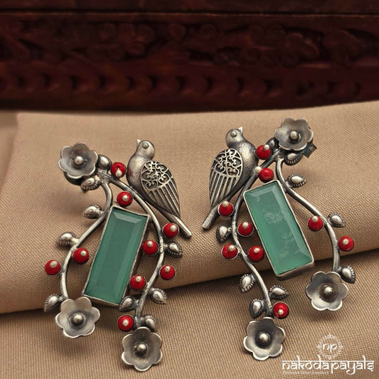 Coral Floral Birdy Chandbali (C4133)
