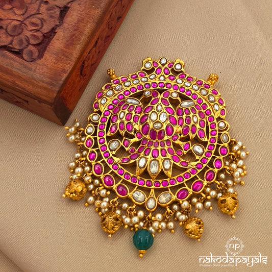 Circular Kundan  Pink Gandaberunda Pendant (Gp2411)