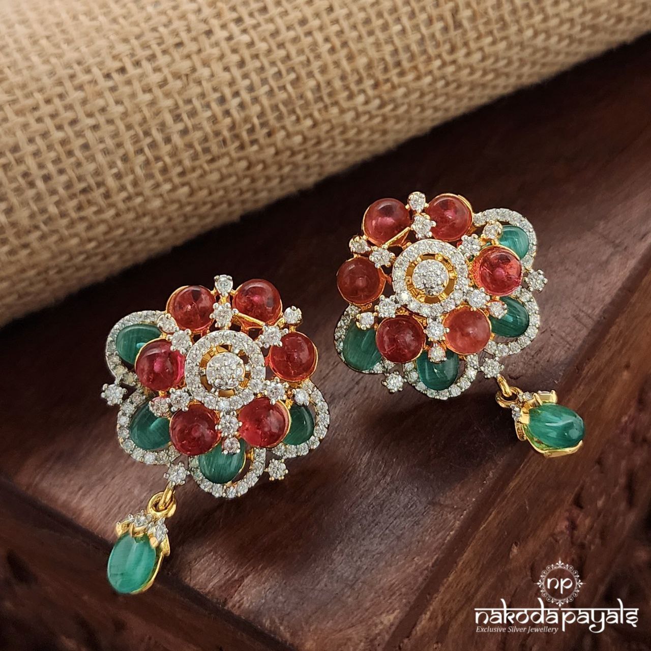 MultiColor CZ Earrings (Ge9785)