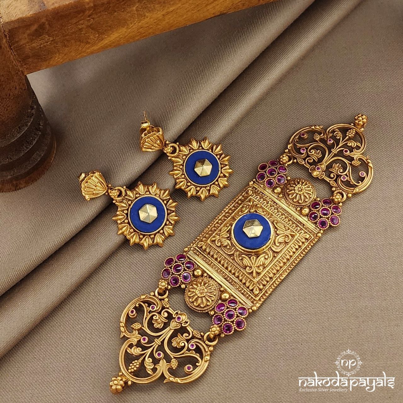 Traditional Amethyst Choker With Earrings  (Gn9398)