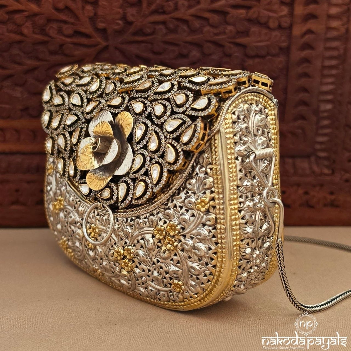 Moissanite Rose Dual Tone Purse (Esa347)