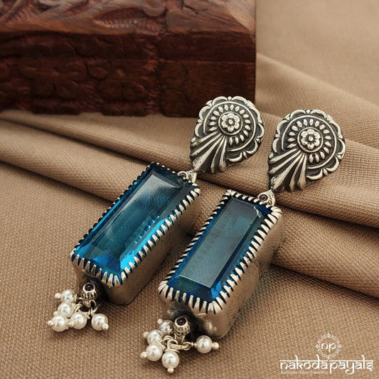 Rectangular Blue Earrings (C3851)