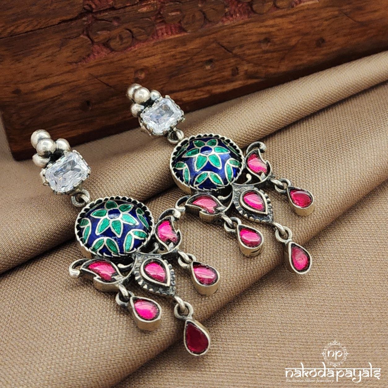 Enemaled Kundan Earrings (C3873)