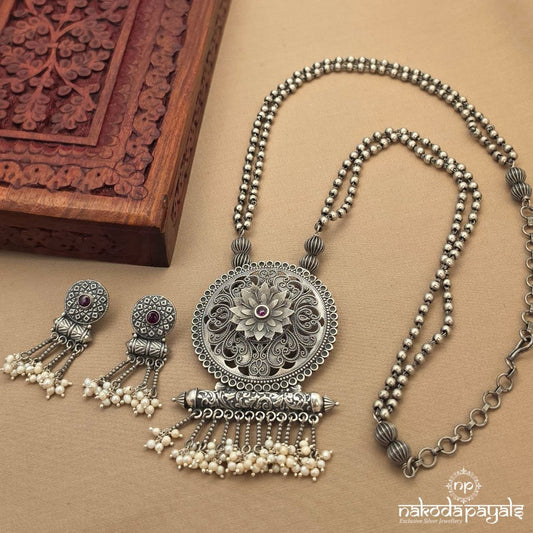 Tribal Pearl Neckpiece With Earrings (N11851)