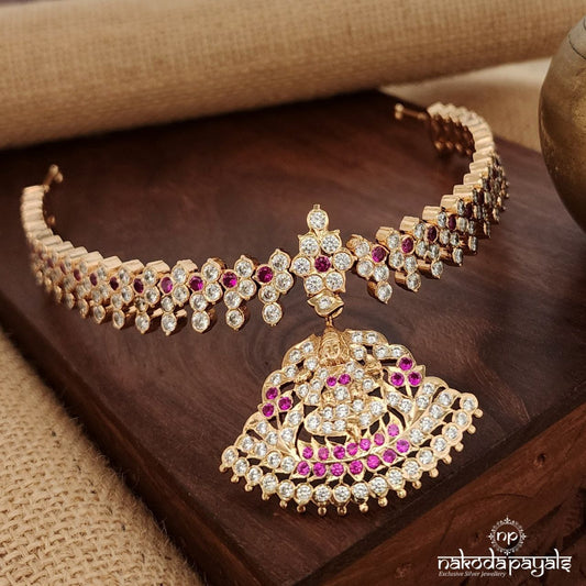 Red & White Swarovski Neckpiece (Gn9076)