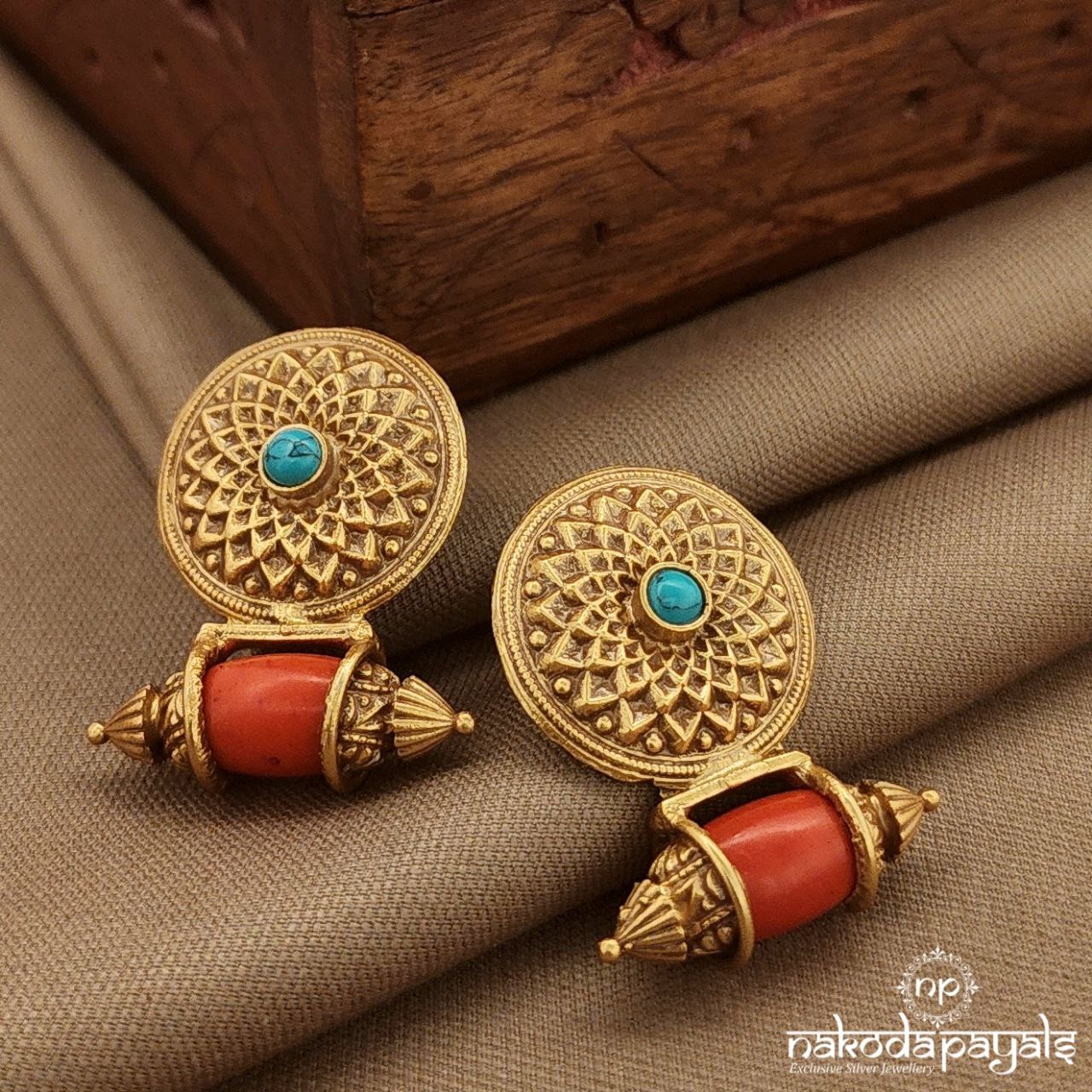 Coral Tribal Earrings (Ge10261)