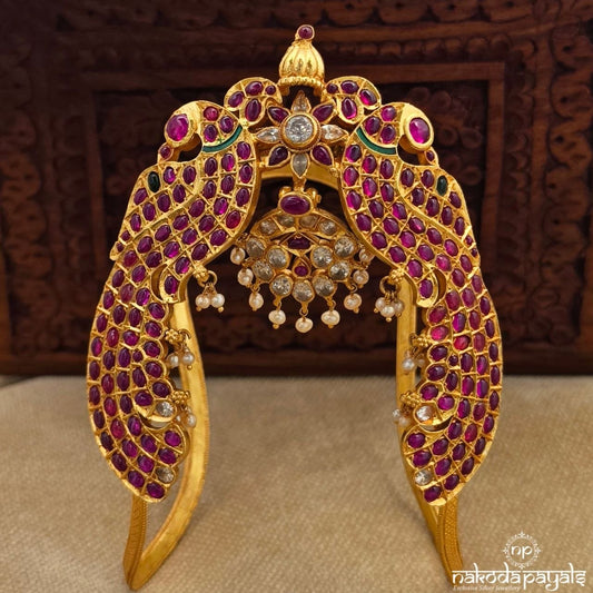 Twin Peacock Floral Pearl Armlet (Ha0159)