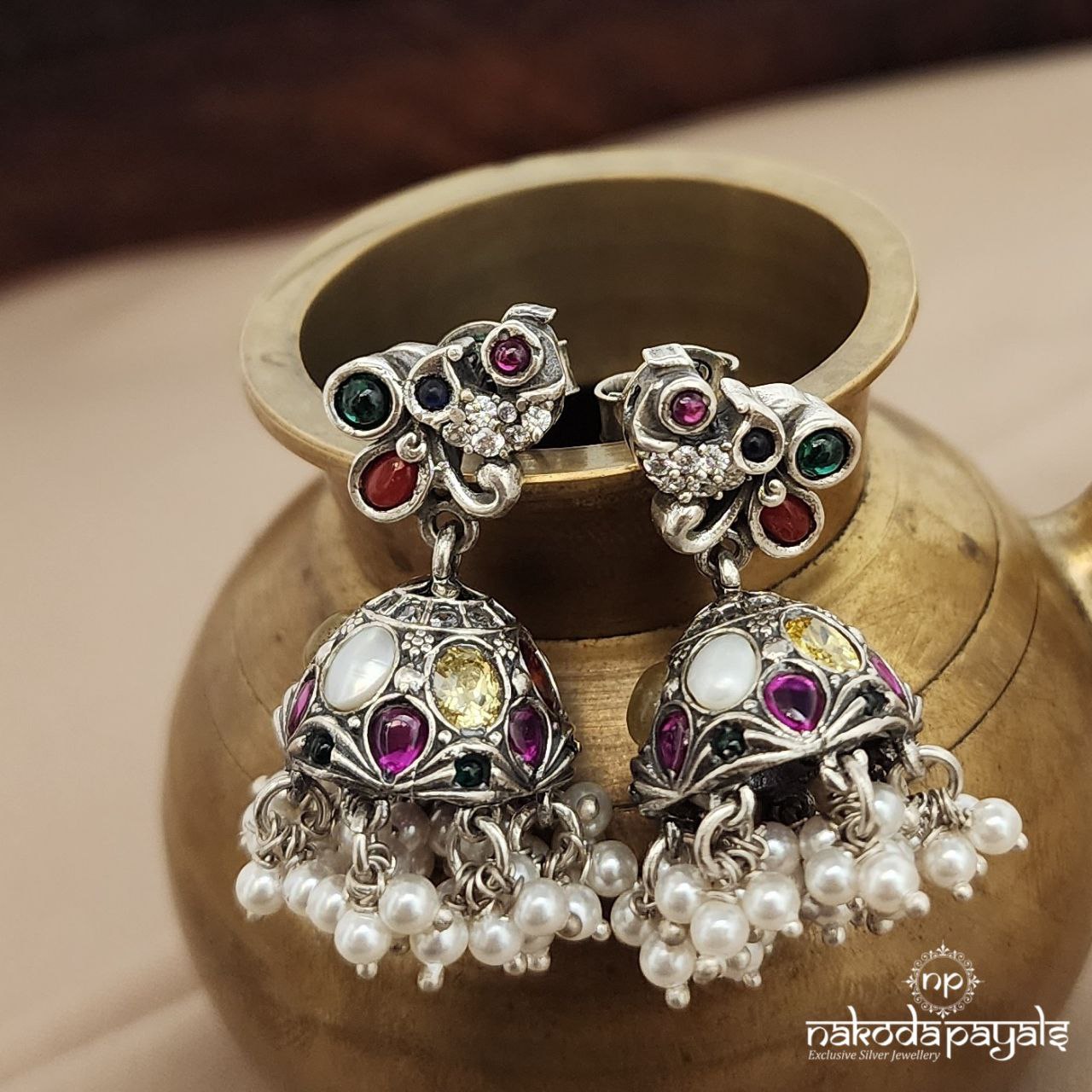 Glorious Navaratna Jhumka (J1331)