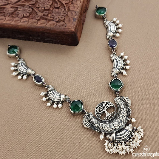 Half Moon Pearled Drop Neckpiece (N11169)