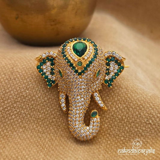 Extraordinary Greenish Ganesha Brooch (St2134)