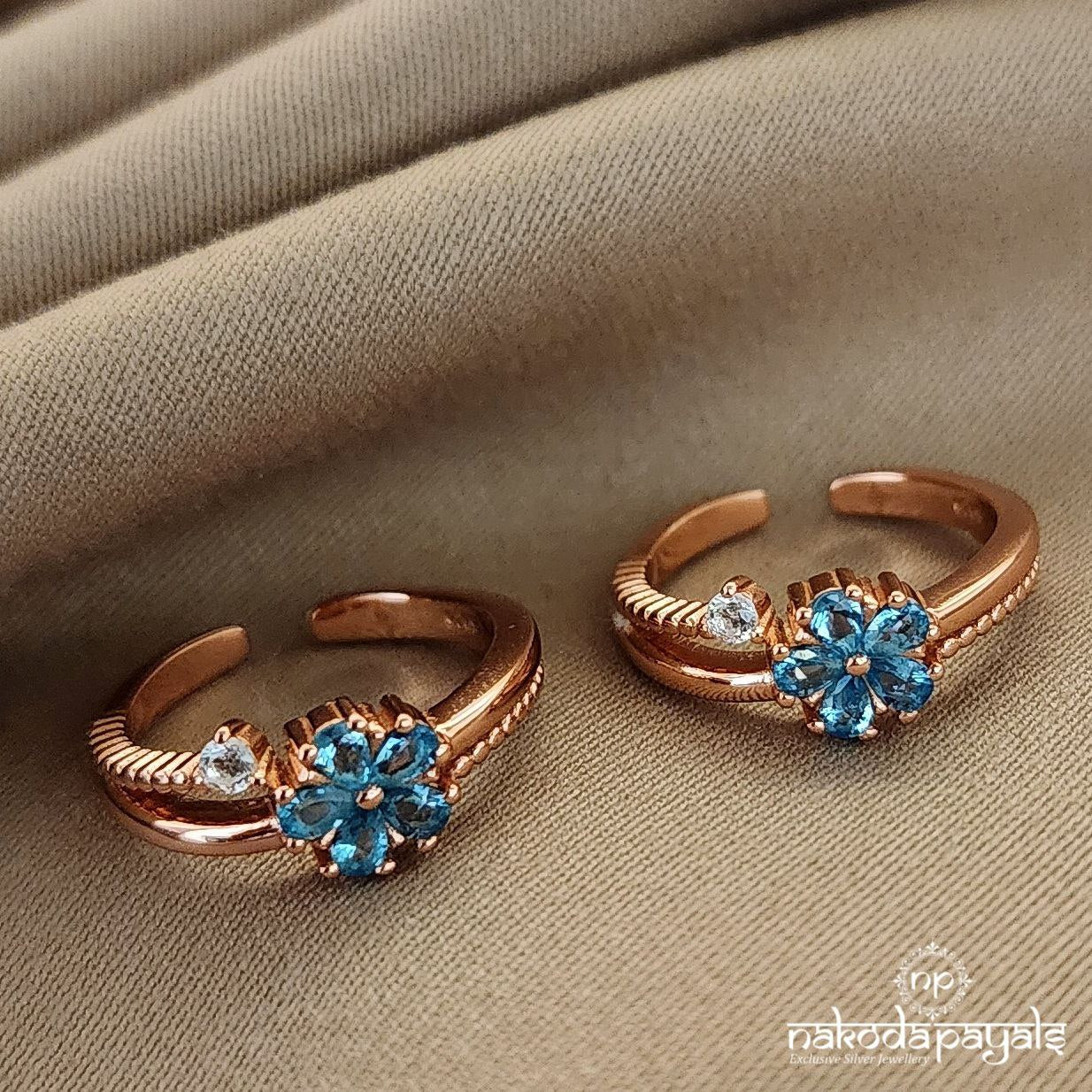 Rose Gold Blue Toerings (T4343)