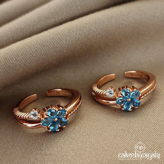 Rose Gold Blue Toerings (T4343)