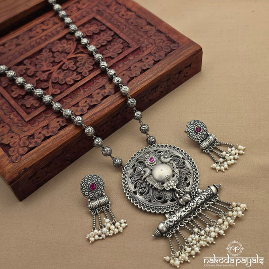 Circular Pearly Neckpiece With Earrings (N11853)