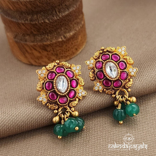 Green Drop Kundan Studs (Ge10072)