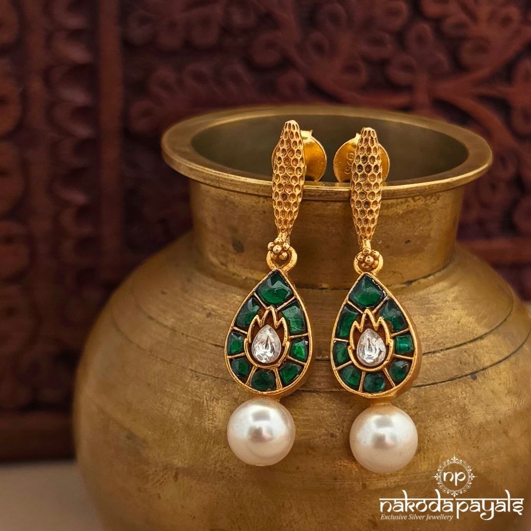 Green Kundan Pearl Chanbali (Ge11313)