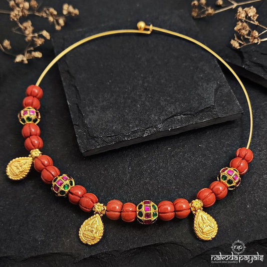 Coral Ball Lakshmi Coin Hasli (Gn8738)