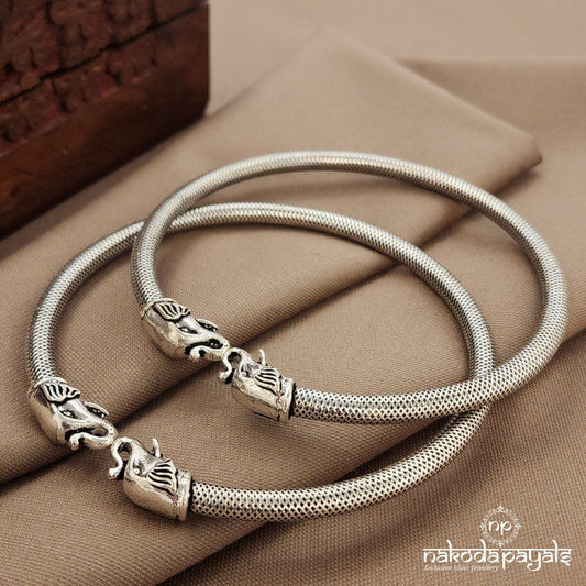 Elephant Face Openable Ankle Kada Pair (A2346)