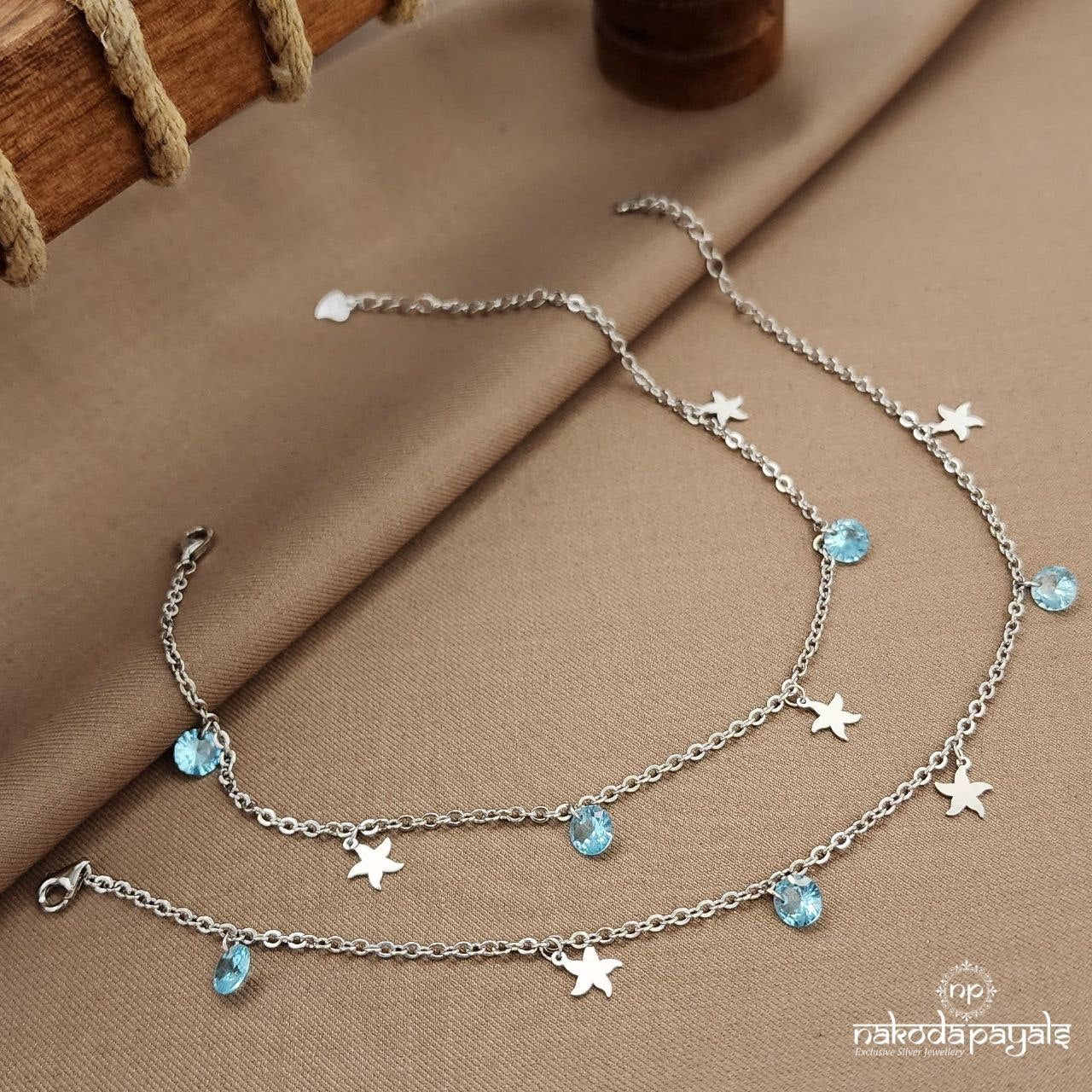 Amazing Sea Blue Stone Anklet (A6665)
