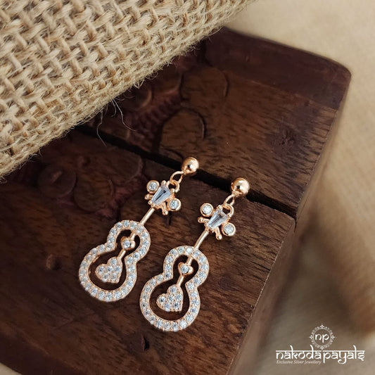 Guitar Rose Gold Earrings (St3382)