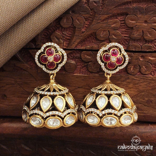 Red CZ Jhumka (Ge10012)