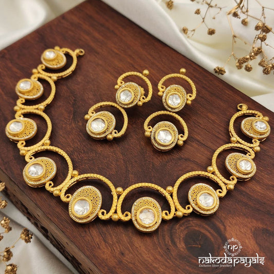 Elegant Moissanite Neckpiece with Earrings (Gn8645)