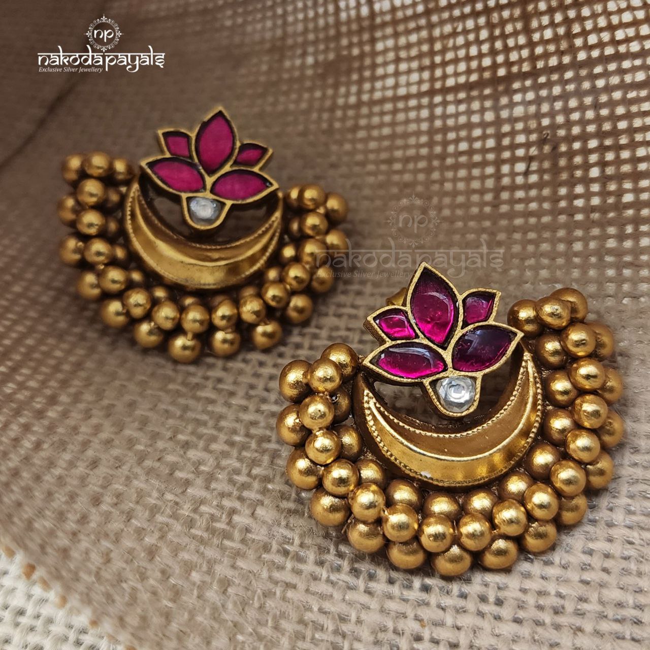Pinkish Kundan Chandbali (Ge9464)