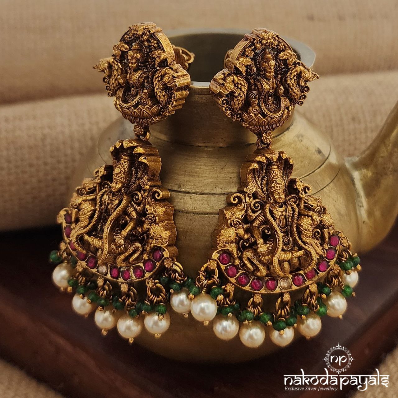 Lord Vishnu Kundan Earrings (Ge9045)