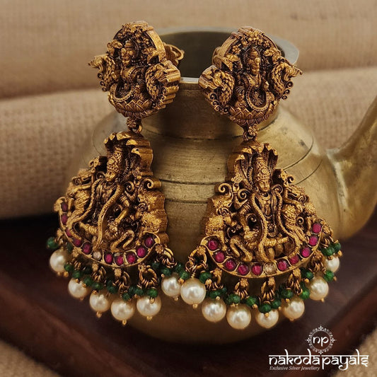 Lord Vishnu Kundan Earrings (Ge9045)